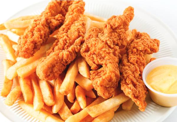 chicken tenders and chips